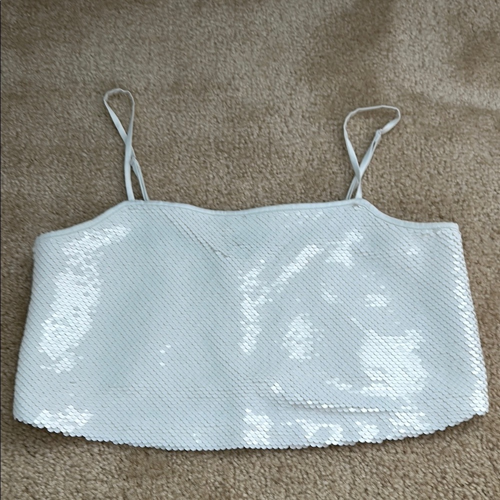 Abercrombie Sequin Squareneck Cropped Top